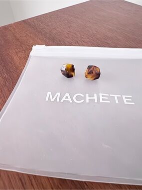 Machete Tortoiseshell Brown Geometric Stud Earrings